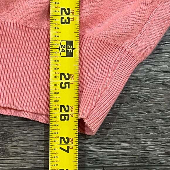 Vintage 80s Christian Dior Monsieur Cotton Coral Pink V-Neck Sweater USA Large - Picture 10 of 10